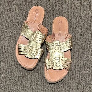Franco Sarto Gold Slide Sandals